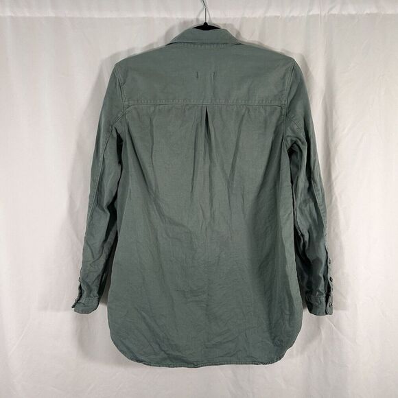 Madewell Jacket Women's Small Green Button Up Long Sleeve 100% Cotton - Picture 7 of 9